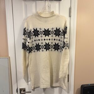 Women’s Cream Fair Isle Knit Sweater dress- Classic Winter Style